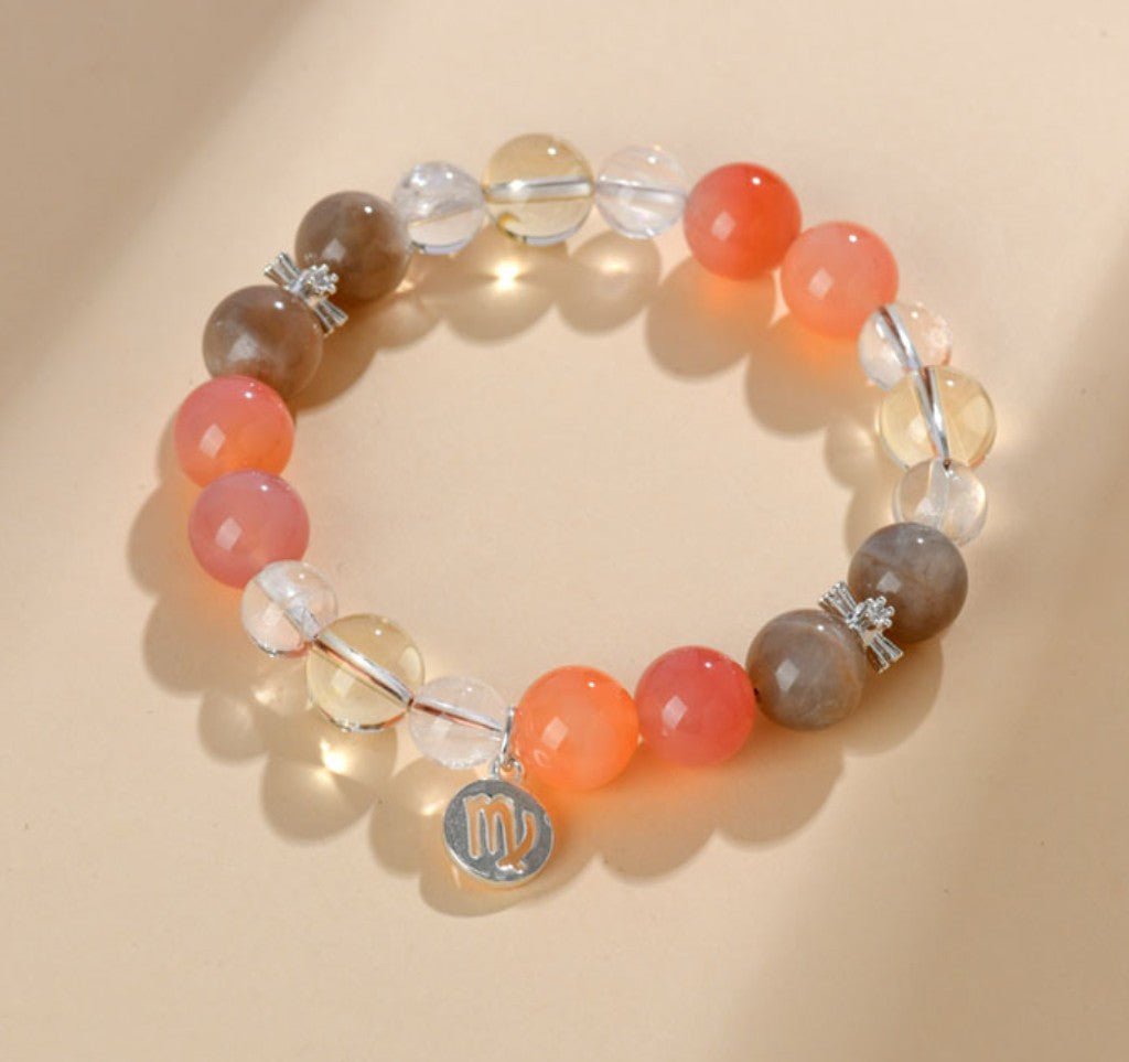 Zodiac Harmony – Armband mit natürlichen Heilsteinen & Sternzeichen - Anhänger aus 925er Silber - AuraGleam